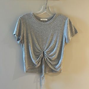 Grey ribbed short sleeve tee